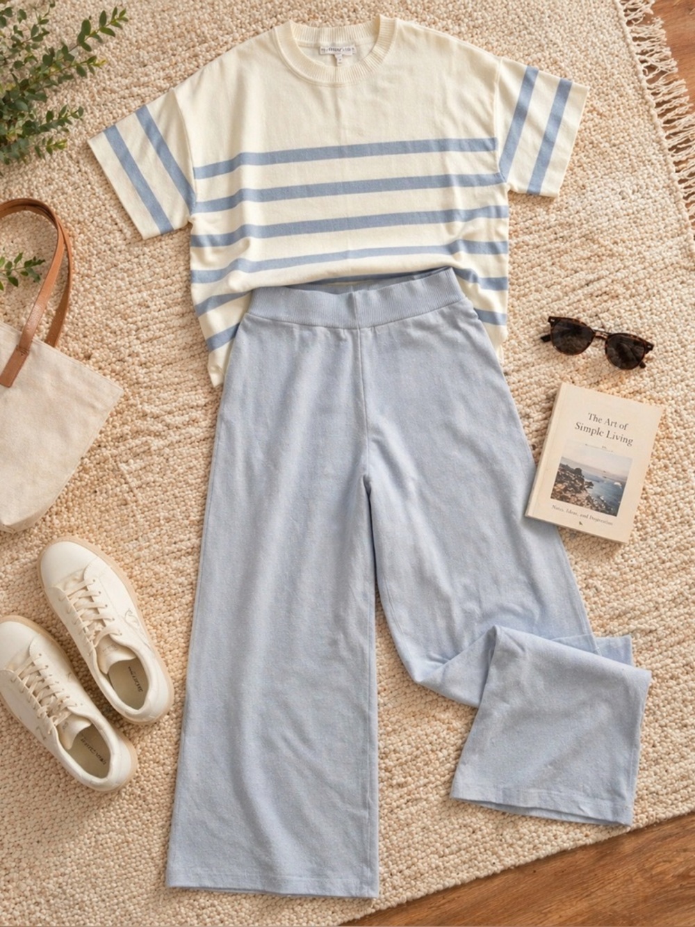 Sincerely Jules Matching Set Small Lounge Wide Leg High Waist Knit Travel Outfit - Picture 4 of 4